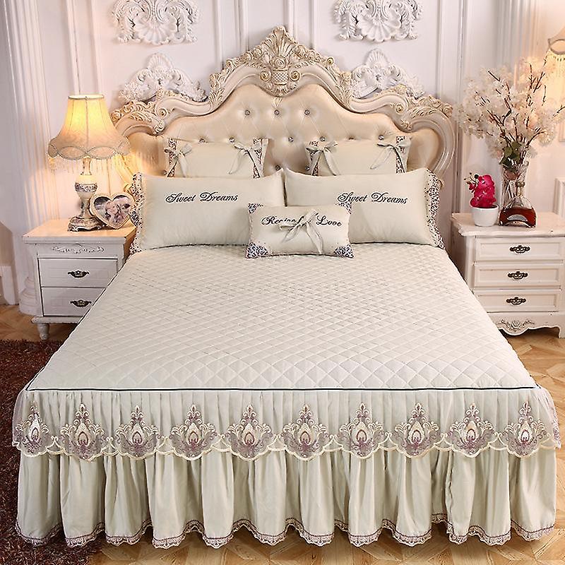 Bedding Sets Textile Princess Lace Quilted Bedcover Bedspread Polyester Cotton Luxury Bed Cover Skirts Bedspread (No Pillowcase)