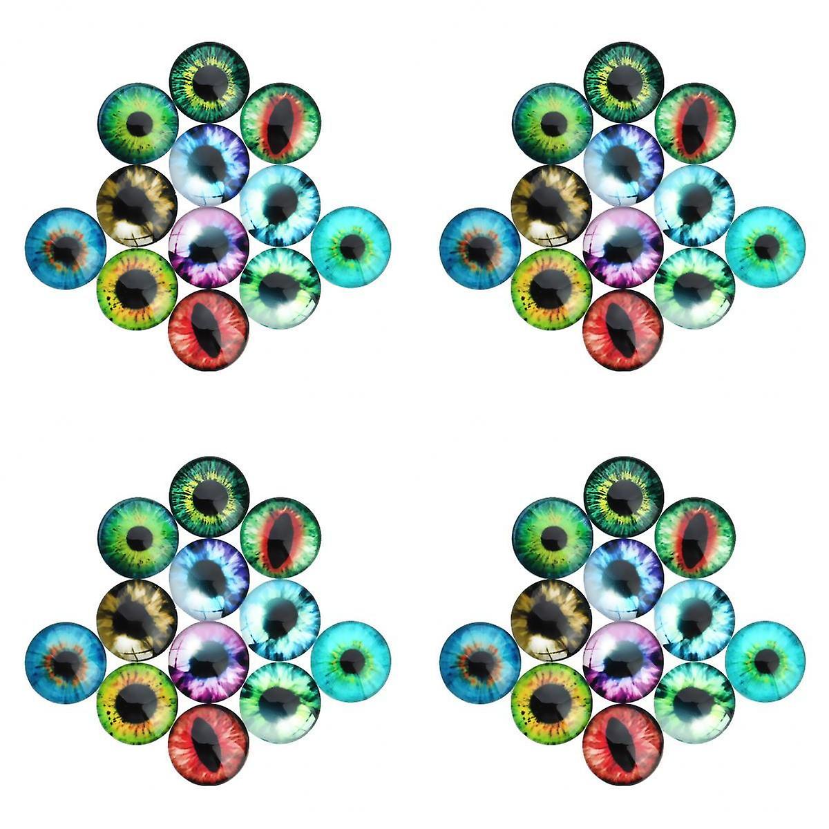 80 Piece Assorted Size Eye Pattern Glass Flatback Scrapbooking Dome Cabochon