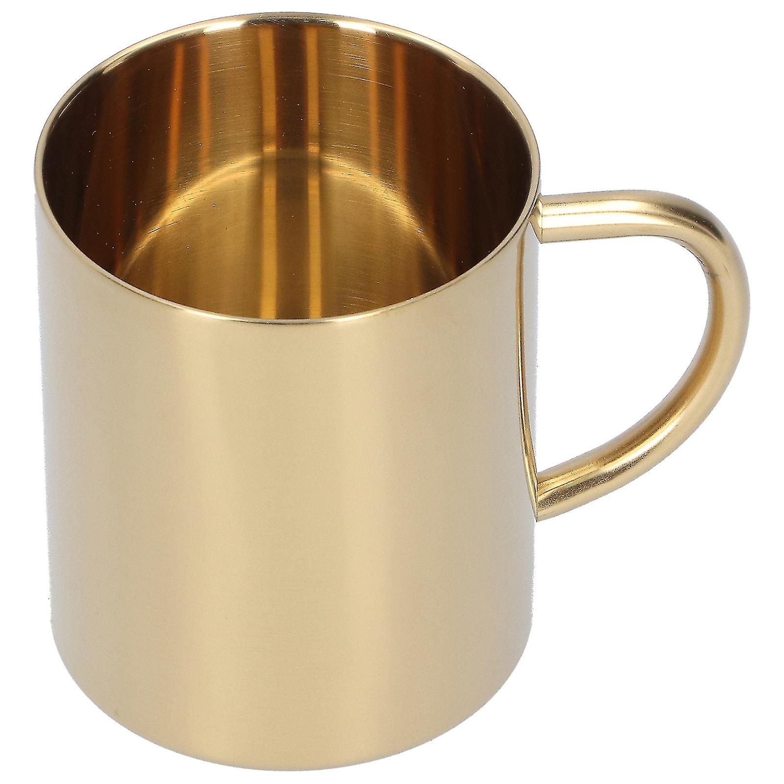 304 Stainless Steel Double Layer Anti-scald Coffee Mug with Handle 400ml (Gold)