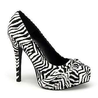 Pin Up Couture Womens Pumps Safari-06 Blk-wht Zebra Print Velvet