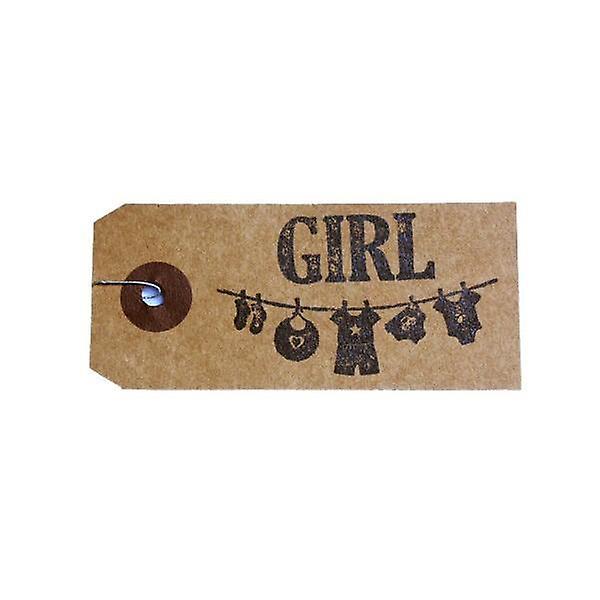 Kraft labels + Wood stamps 'Girl'