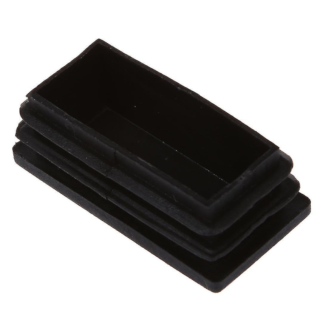 Plastic Rectangle Tube Inserts End Blanking Cap 25x50mm 10 Pcs Black