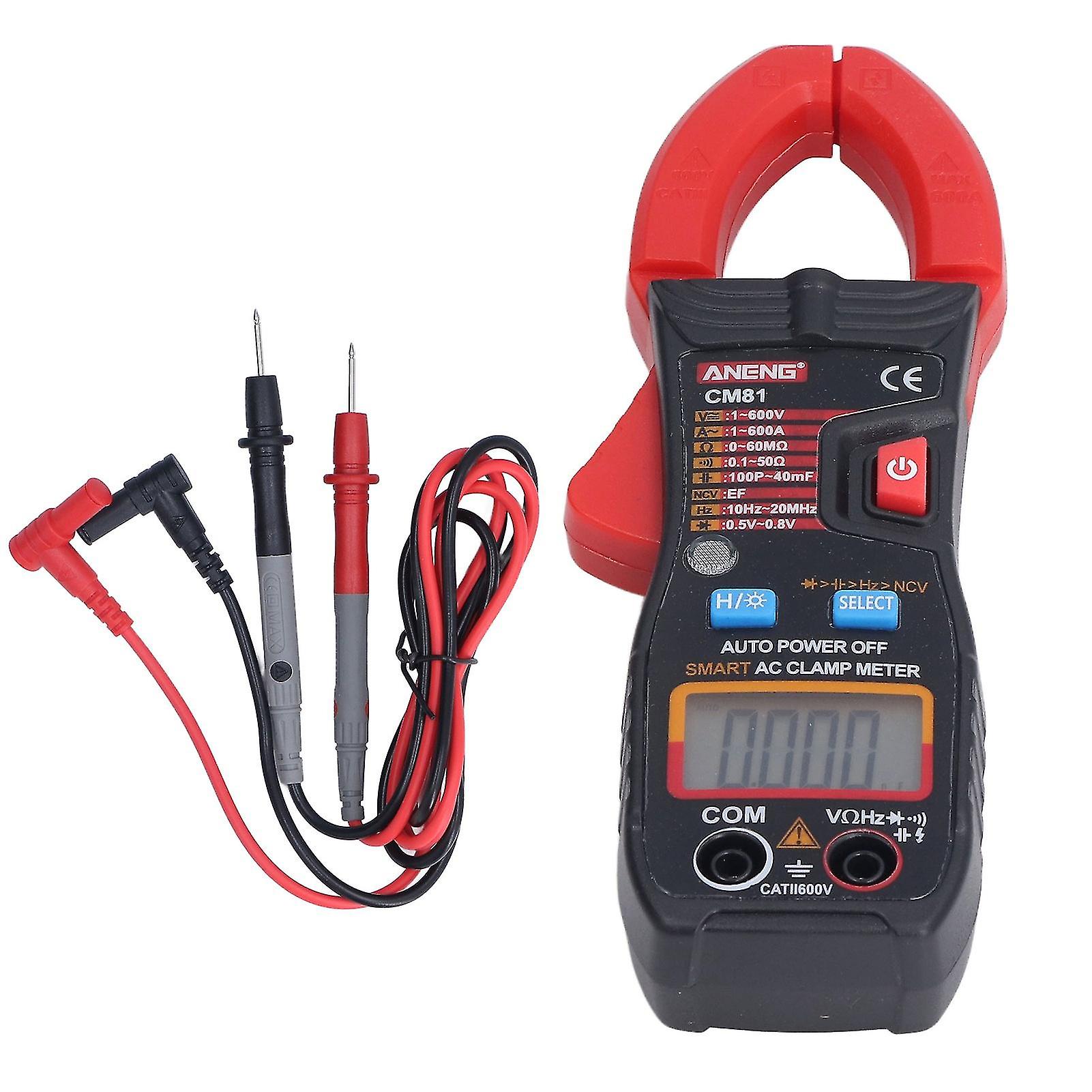 Digital Clamp Meter Accurate Contactless Backlight Handheld AC DC Voltage Tester for Current Resistance Capacitance Red