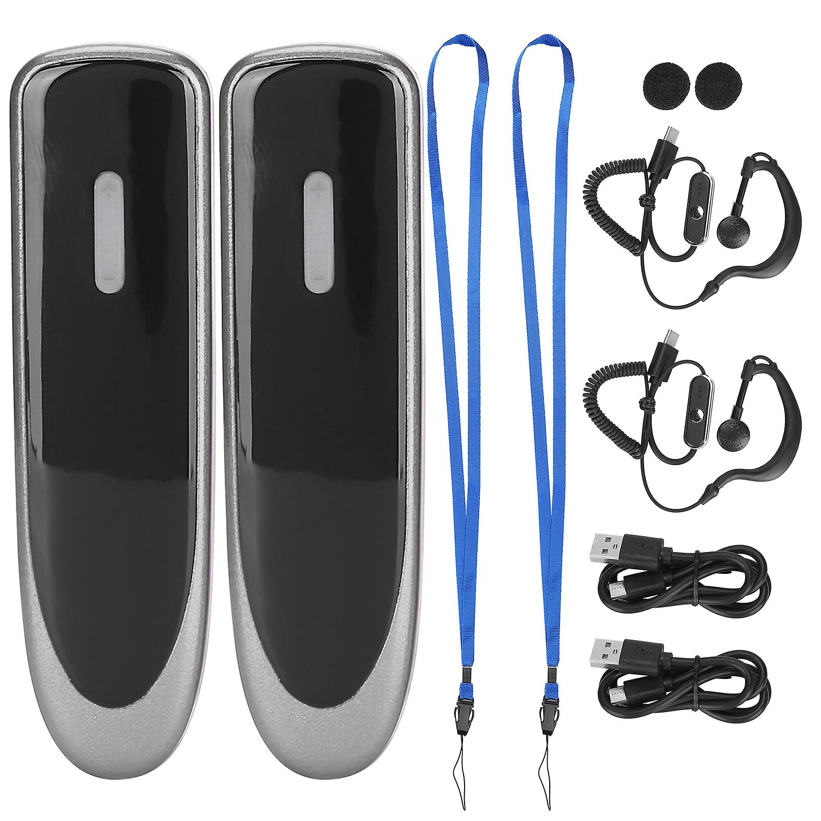 Mini Earpiece Style Walkie Talkie - Long Range, Rechargeable, 16 Channels, Gray