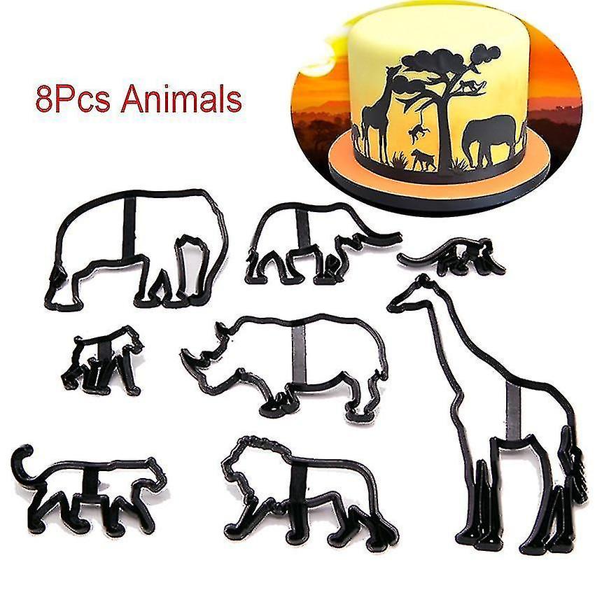 耐熱皿セット8pcs動物フォンダンケーキ飾型セットプラスチッククッキーカッターペストリービスケットベーキングツール
