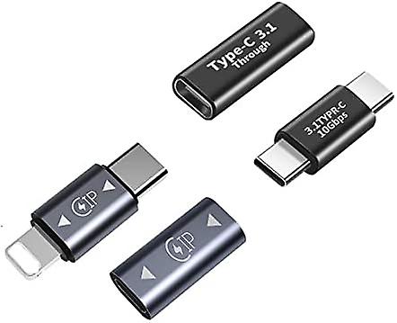 USB C Adapter (4 Pieces), Supports Charging and Data Transfer Extension, Throughput Can Reach 10 Gbps, Compatible with Type C Devices
