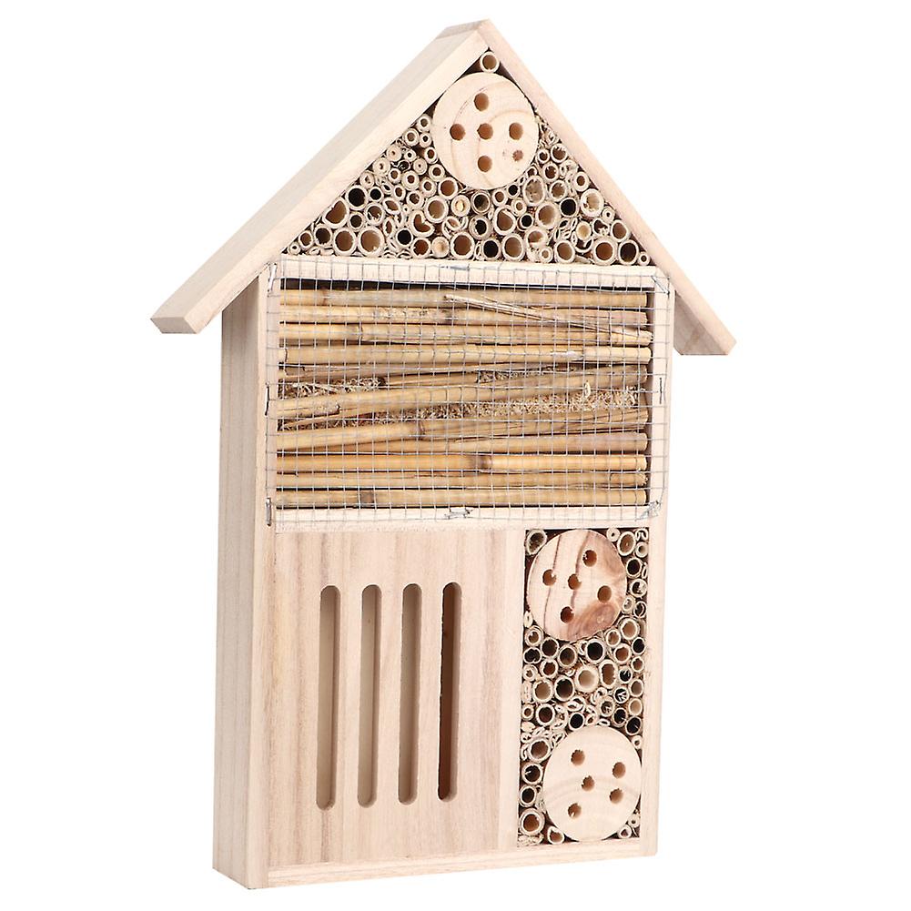 Insect Bee House Garden Outdoor Wooden Insect Bee House Wood Bug Room Shelter Nesting Box Decoration(A Type)