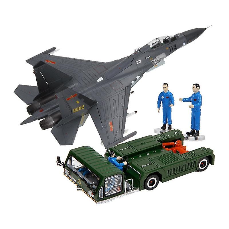 Alloy vehicle imitates real J-11 fighter tractor trailer static military model