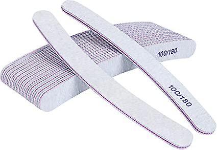 15pcs קבצי ציפורניים מקצועיים, קבצי ציפורניים מעוקלים, 100/180 חצץ רחיץ לוח אמרי דו צדדי עבור