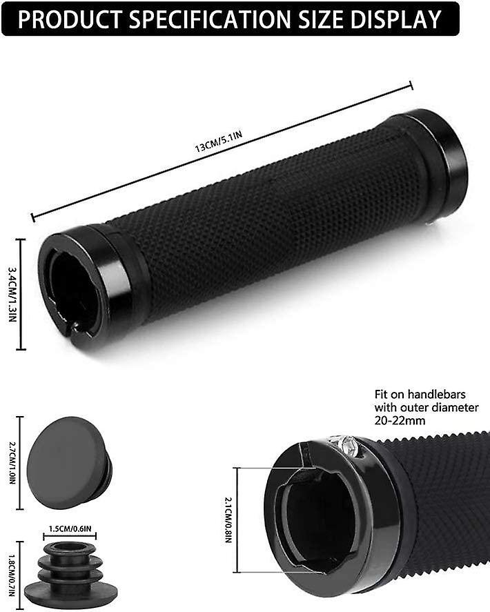 Bike Handlebar Grips Rubber Waterproof Lock-on Grip with 2 Pieces Covers, for MTB BMX Electric Bike