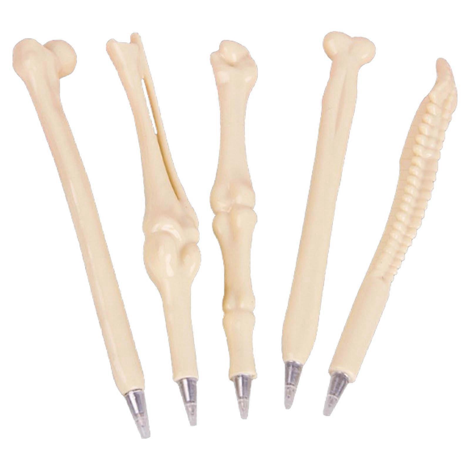 Pack of 5 bone-shaped ballpoint pens, smooth and comfortable writing.