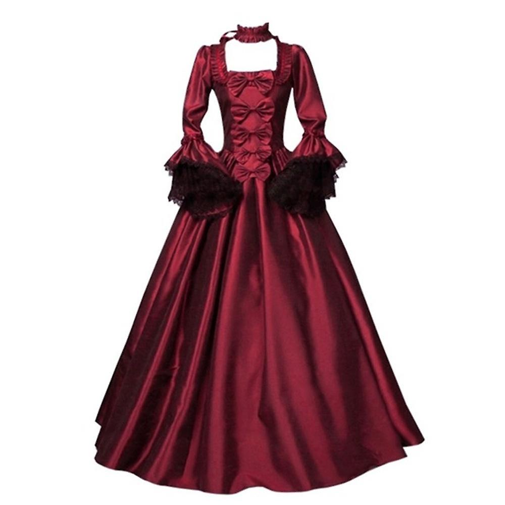 Lace Stitching Big Horn Sleeves Medieval Dress Court Retro European and American Exaggerated Cosplay Halloween Costume
