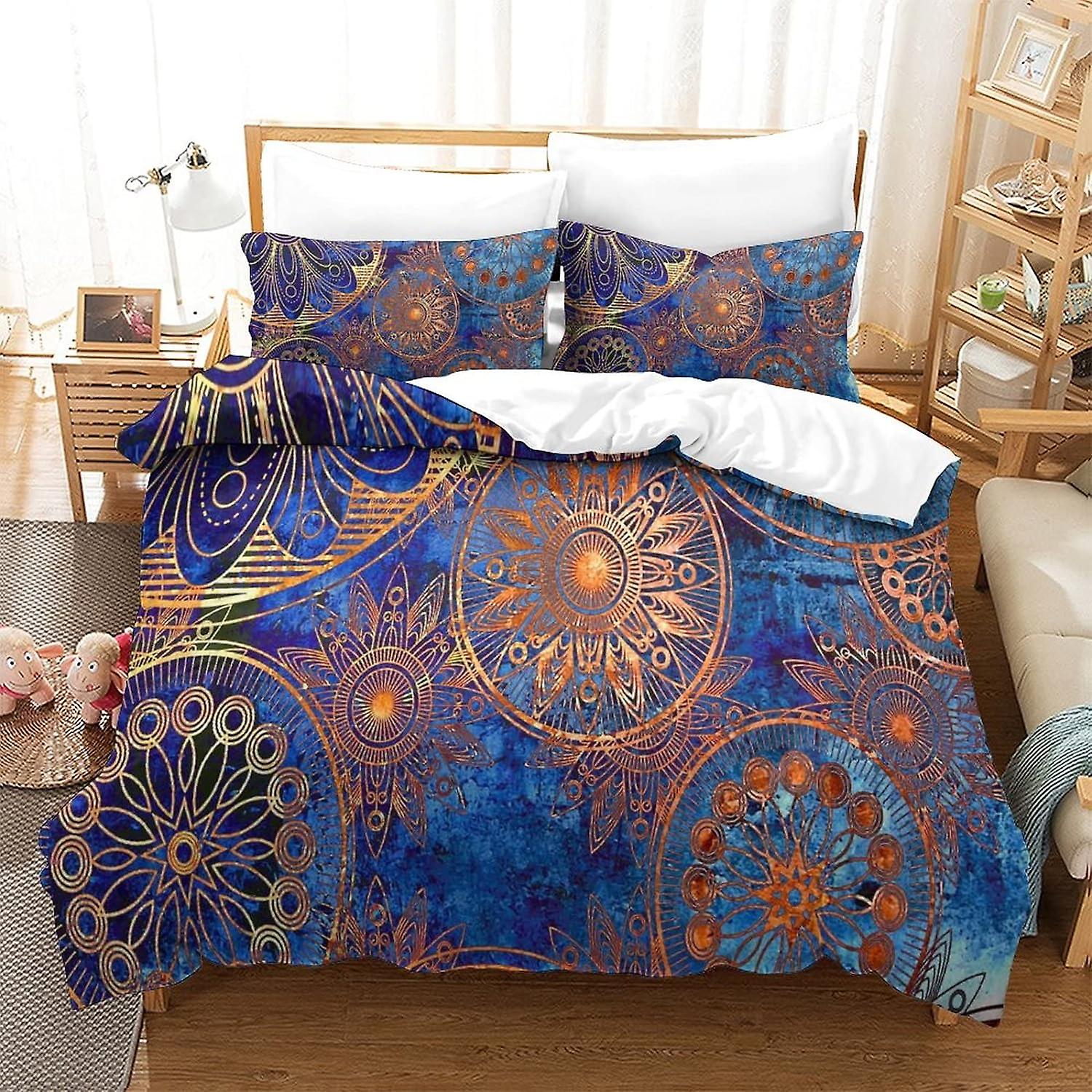 Bohemian Mandala 3D Print Duvet Cover Set Single Print Duvet Bedding Set Bedding Set Soft Boho Chic Mandala Colorful Flowers Flower Pattern Lightweigh