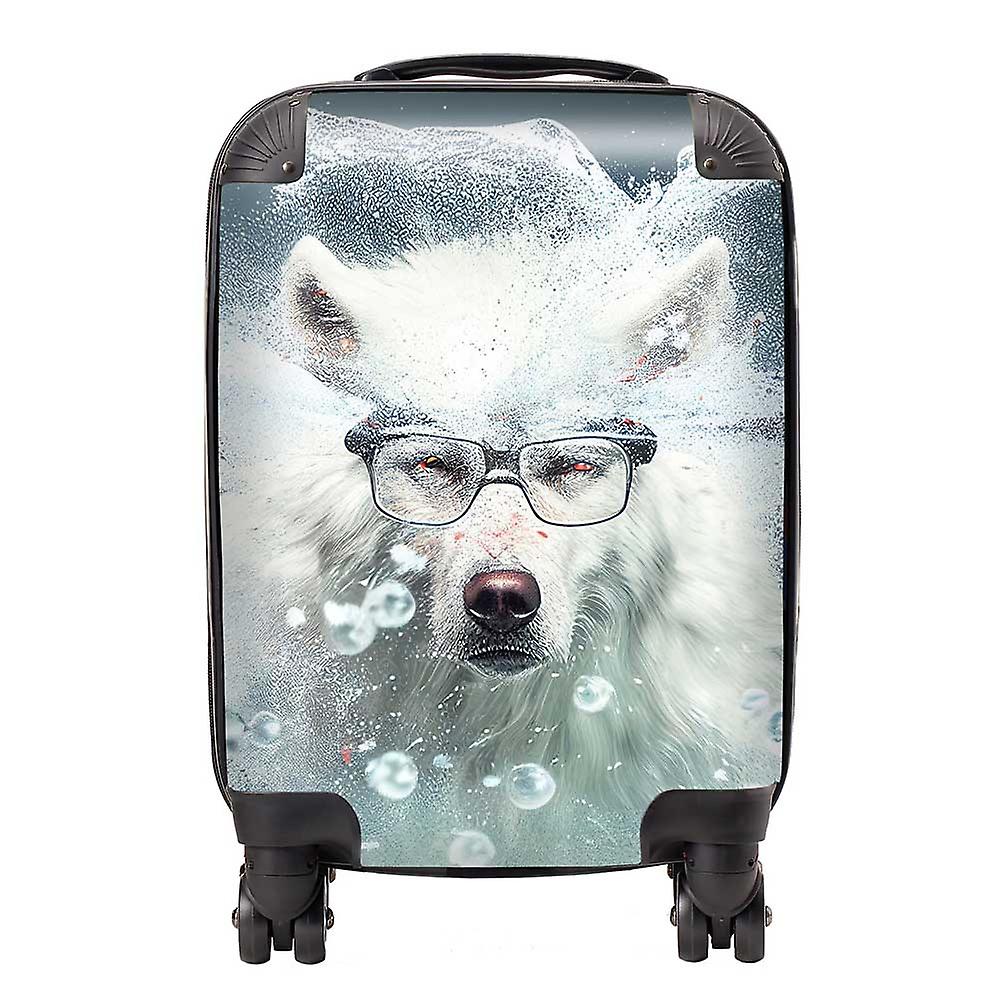 White Wolf With Glasses Splashart Suitcase