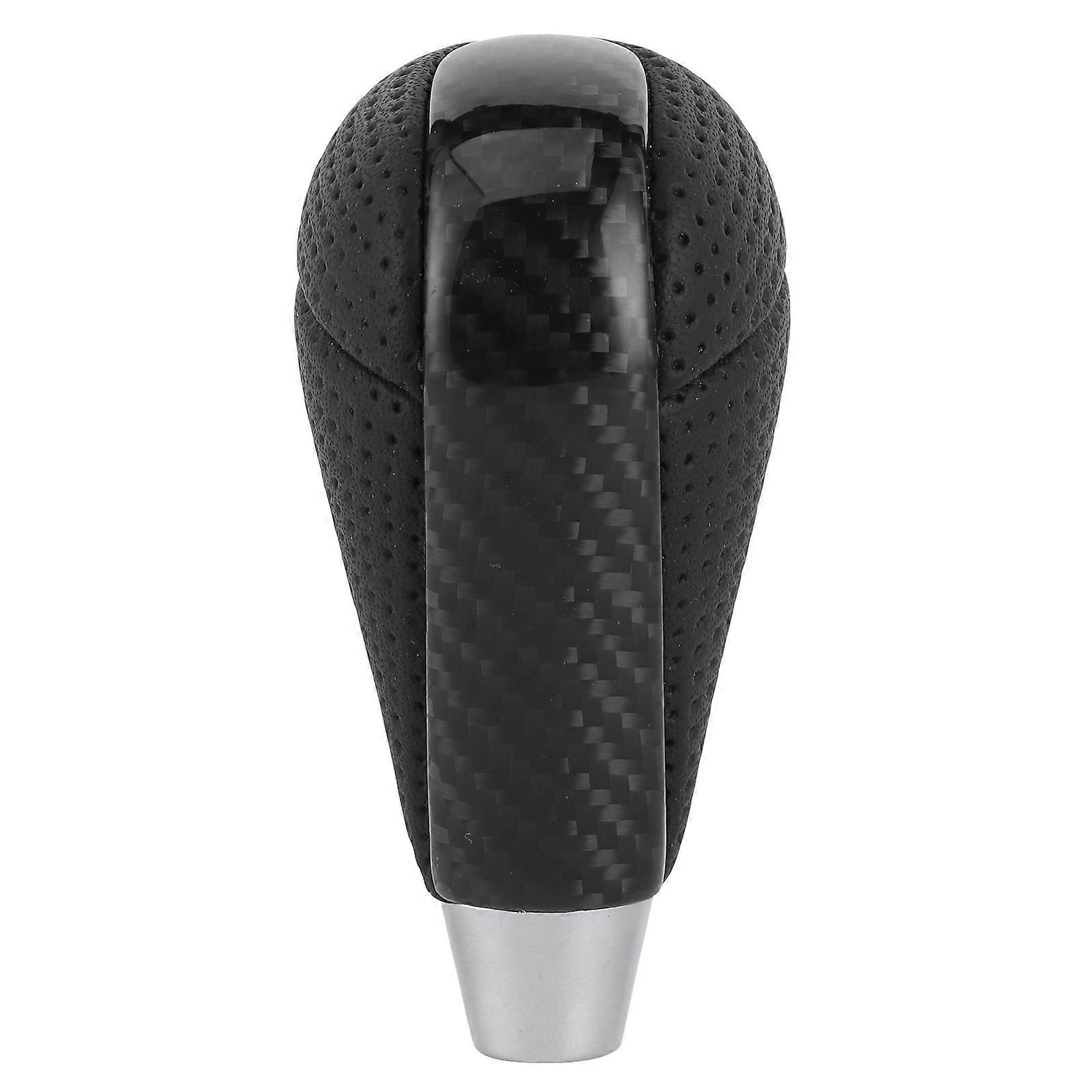 Gear Shift Knob, Leather Auto Car Gear Shifter Knob Car Gear Shift Knob Head Modified Accessory(Carbon Fiber + Black Perforated Leather)