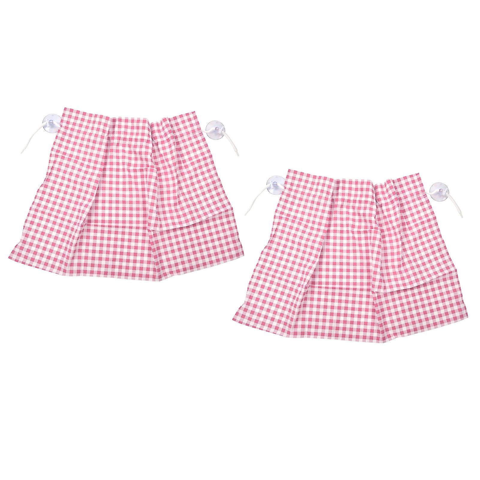 2Pcs Grid Design Anti Ultraviolet Car Curtain Side Car Window Sun Shade with Suction CupPink Grid