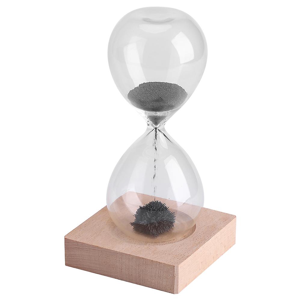 Magnetic Sand Timer Hourglass Toy Home Office Desktop Decoration Dispaly with Wooden Base