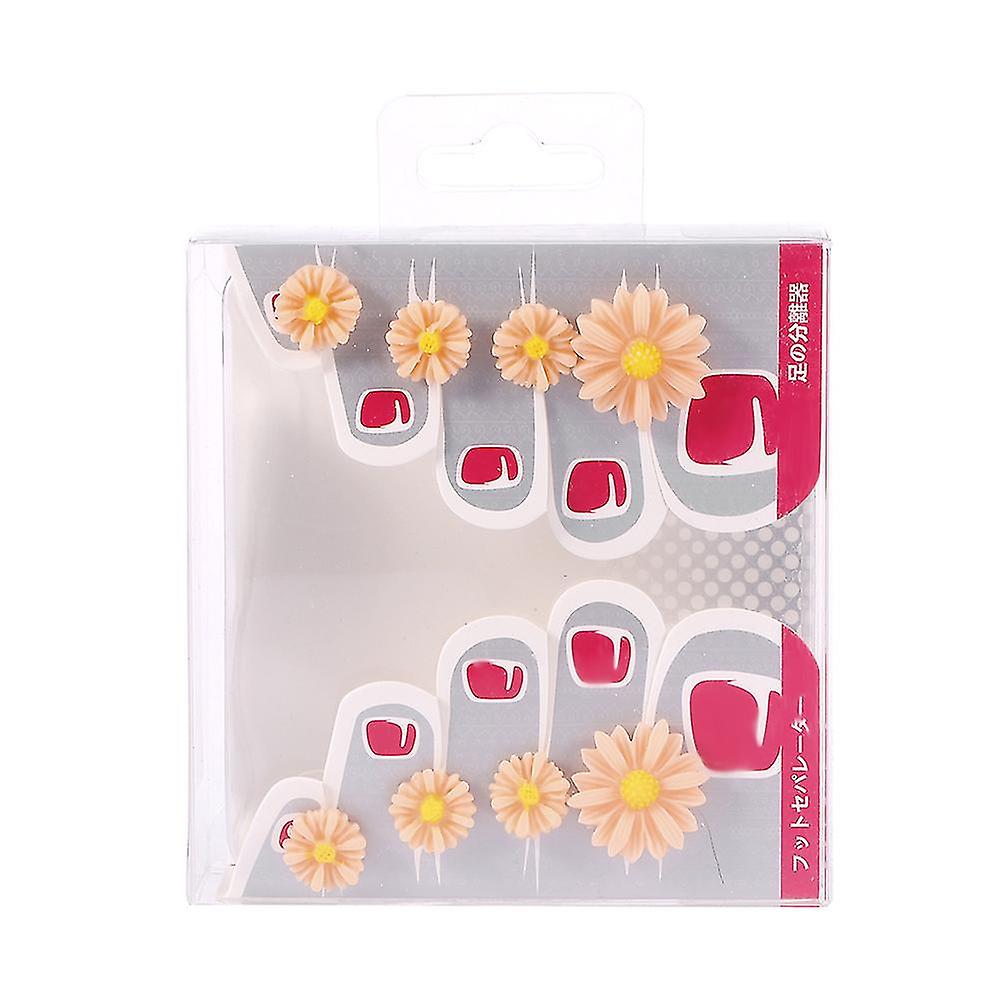 Silicone - 8pcs Toe Spacers Orthotics for Daisy Flower Pedicure Tool (Orange/Beige)