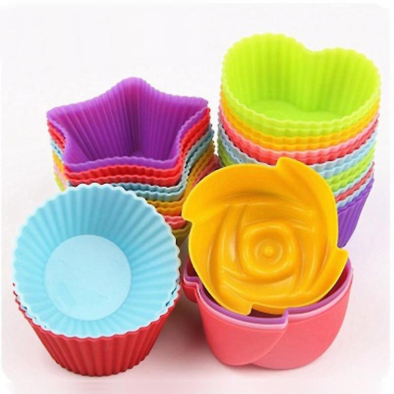 Silicone Cupcake Liners Reusable Baking Cups Non-Stick Easy-to-Clean Pastry Muffin Molds Various Sha