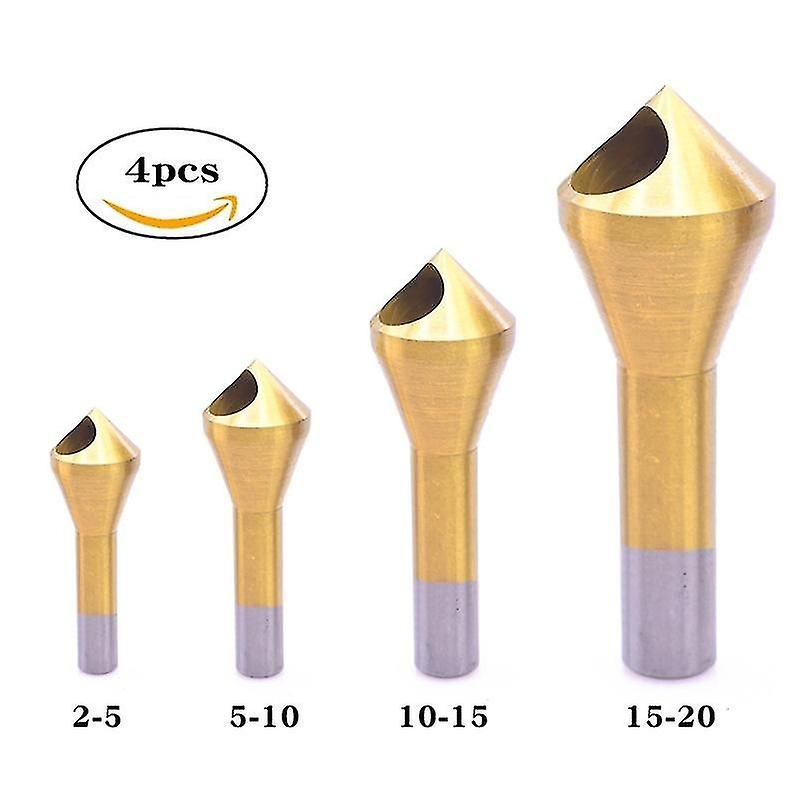 4 Pcs Countersink Chamfer Drill Bits Deburring Tool for Wood Metal Plastic