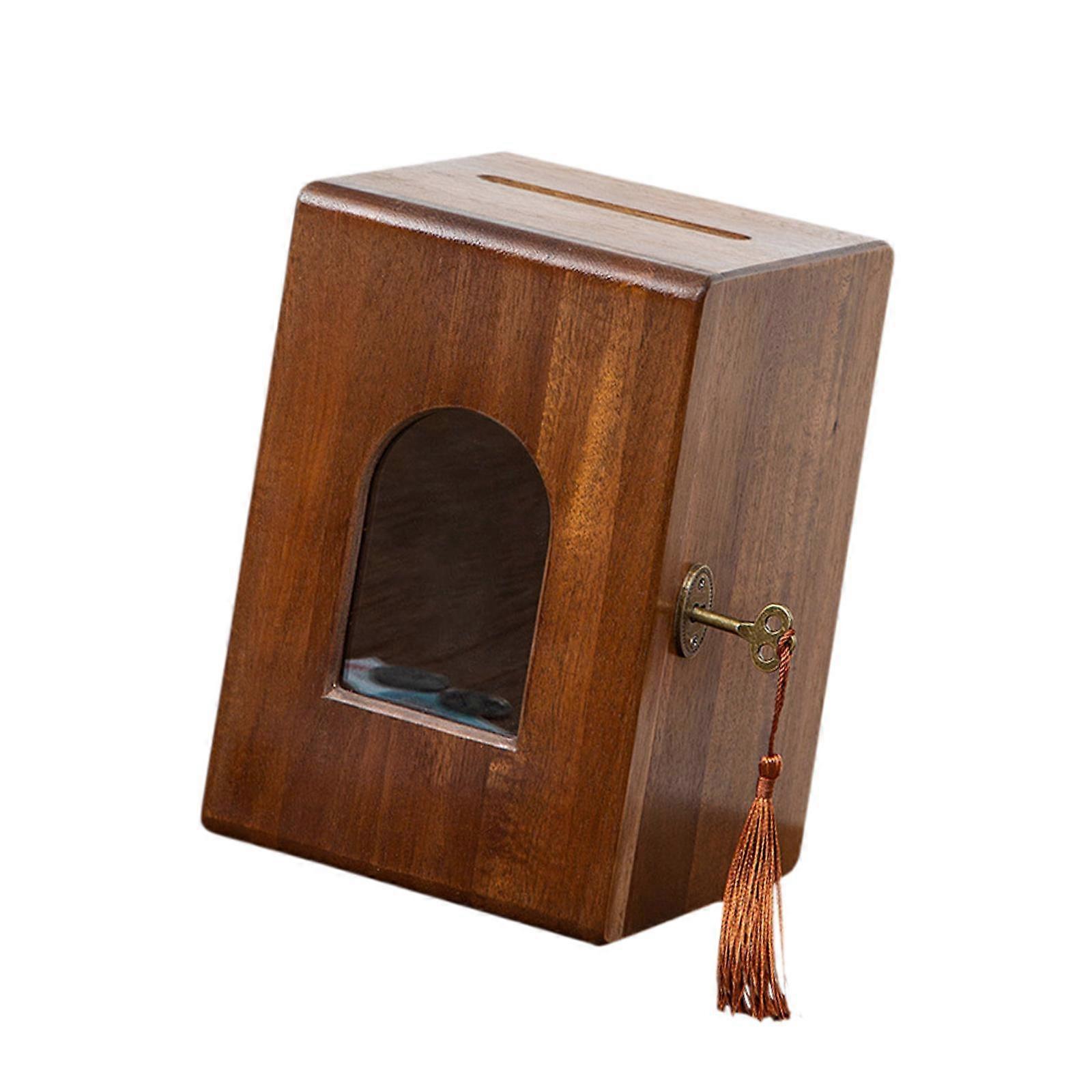 Piggy Bank with Lock and Key Decorative Box Handmade Treasure Box Decor A