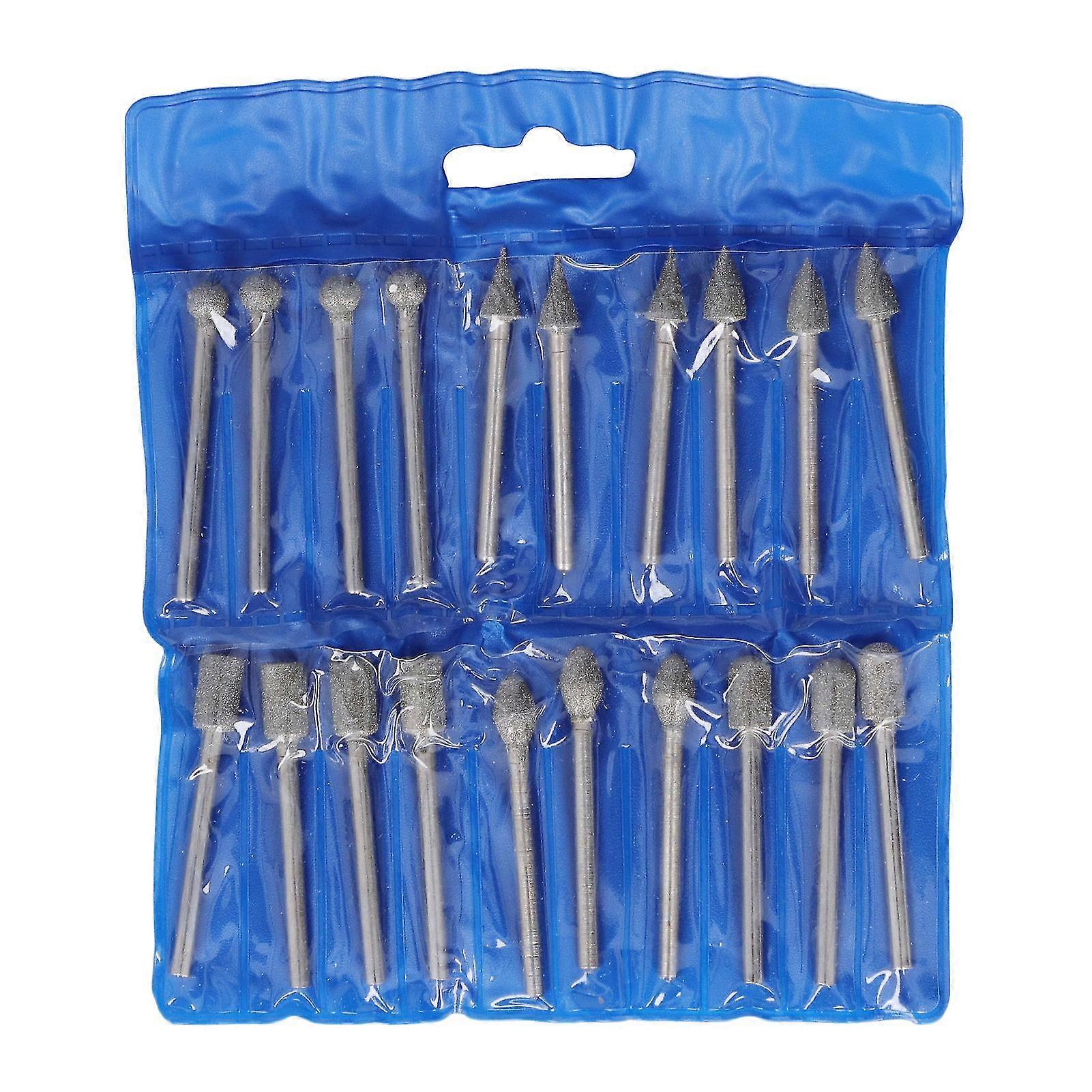 20pcs Grinding Bits Rotary Burr Set 1/8in Shank Universal Fitment For Diy Polishing Engraving