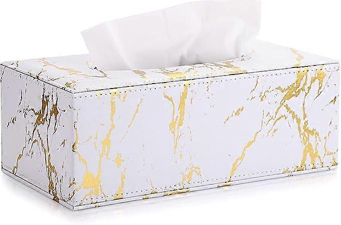 PU leather rectangular tissue box cover marble gold