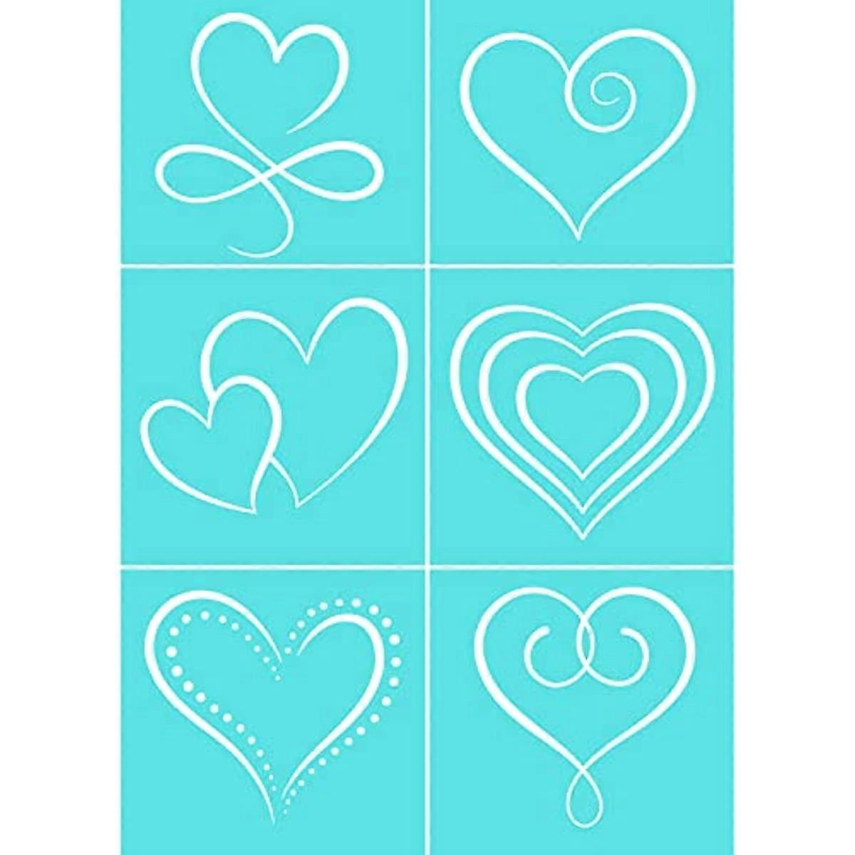 2 Pcs Self-Adhesive Silk Screen Printing Stencil Heart Pattern Mesh Transfer Silk Screen Stencils for Painting on Wood and DIY T-Shirt Fabric Decorati