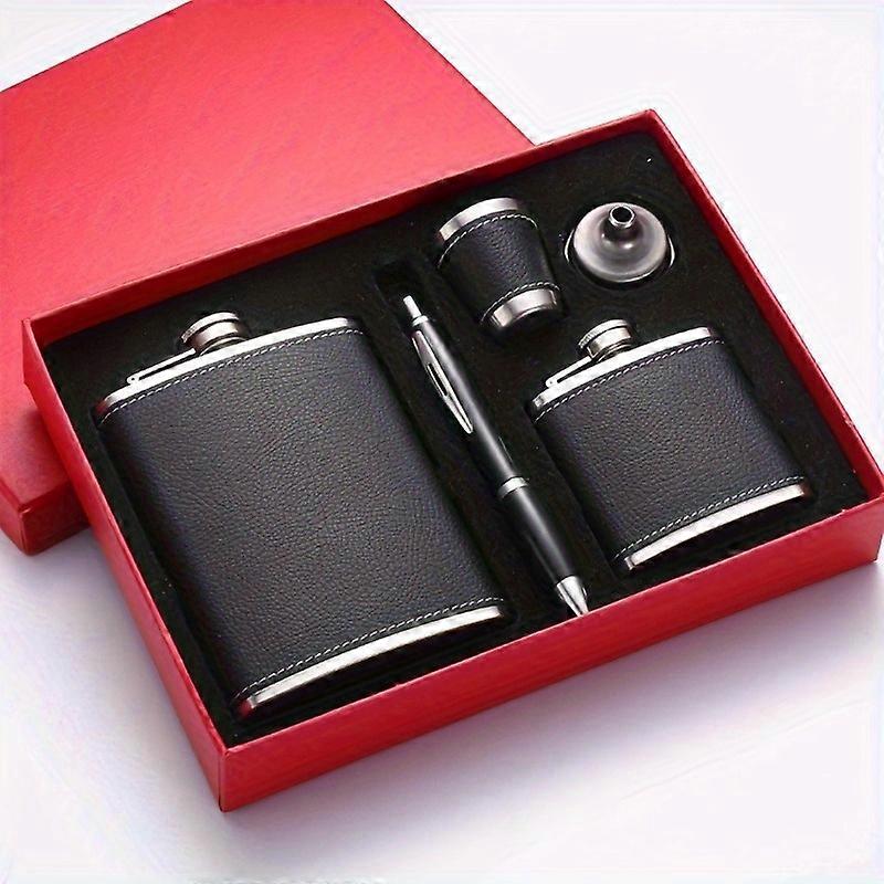 5pcs/set 8oz Stainless Steel Wine Bottle, Portable Drinking Bottle, Unique Gift For Men, Father's Day Gift