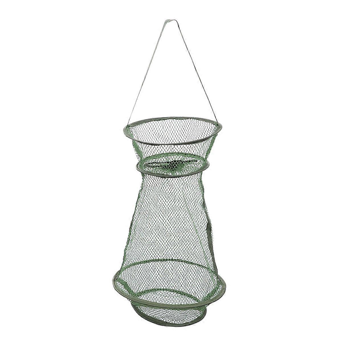 3pcs Mesh Hole Folding Crab Lobster Net Fishing Net Fishing Accessories (Medium Size) (Green)