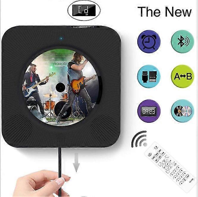Tragbarer CD-Player mit Bluetooth Wandmontage CD-Musik-Player mit IR-Fernbedienung Wand-CD-Player mit Lautsprecherschiff