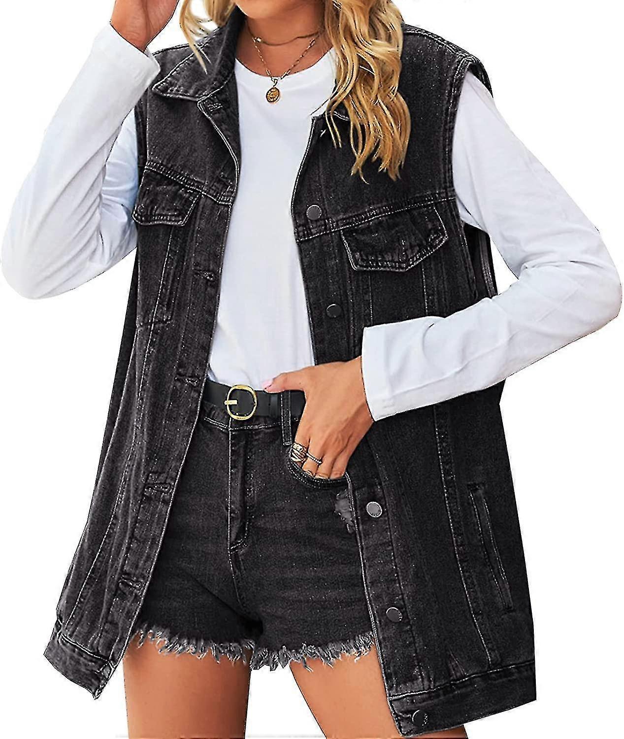 Gilet Donna Giacca Jeans Senza Maniche Donna Gilet Giubbino Jeans