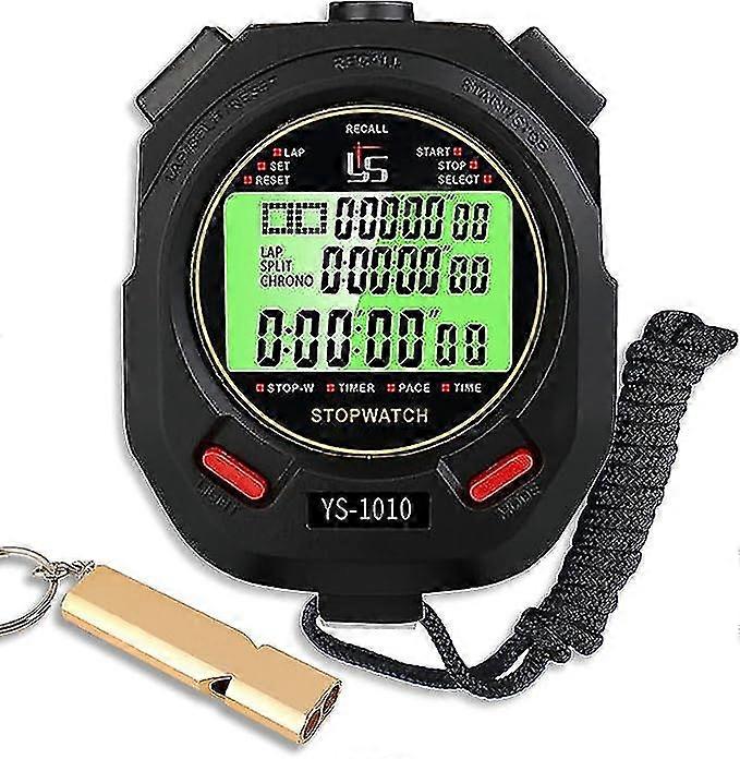 Stopwatch with Whistle, Professional Stopwatch 60 Memory with Mute and Light Function for Sports