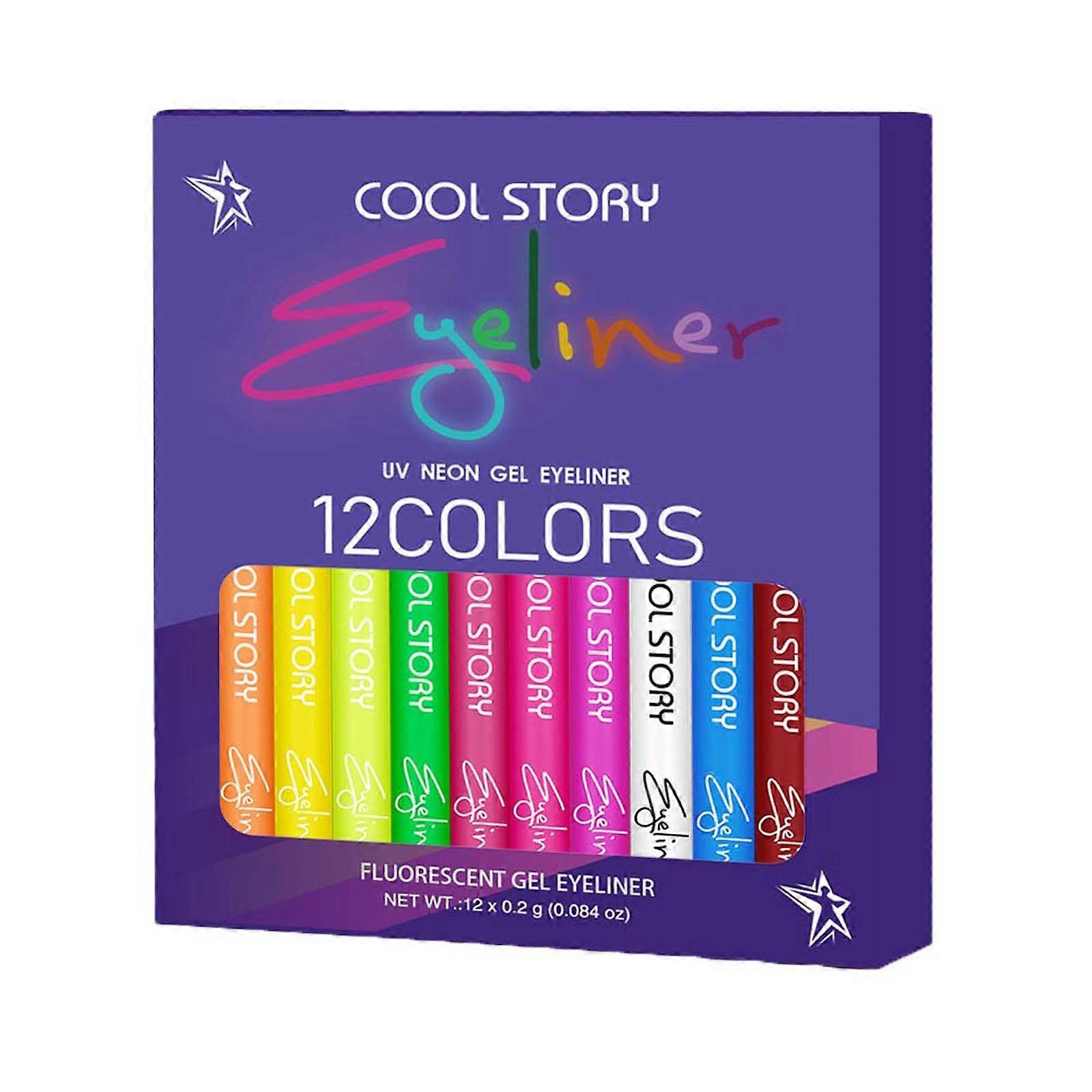 12 Color Eyeliner Set: Pearl matte, waterproof and long-lasting.