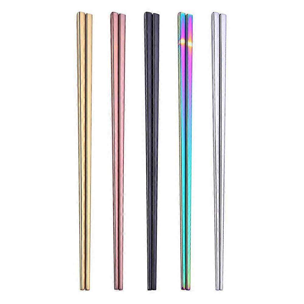 Baguettes en acier inoxydable Série Réutilisable Multicolore Léger 304 Inoxydable