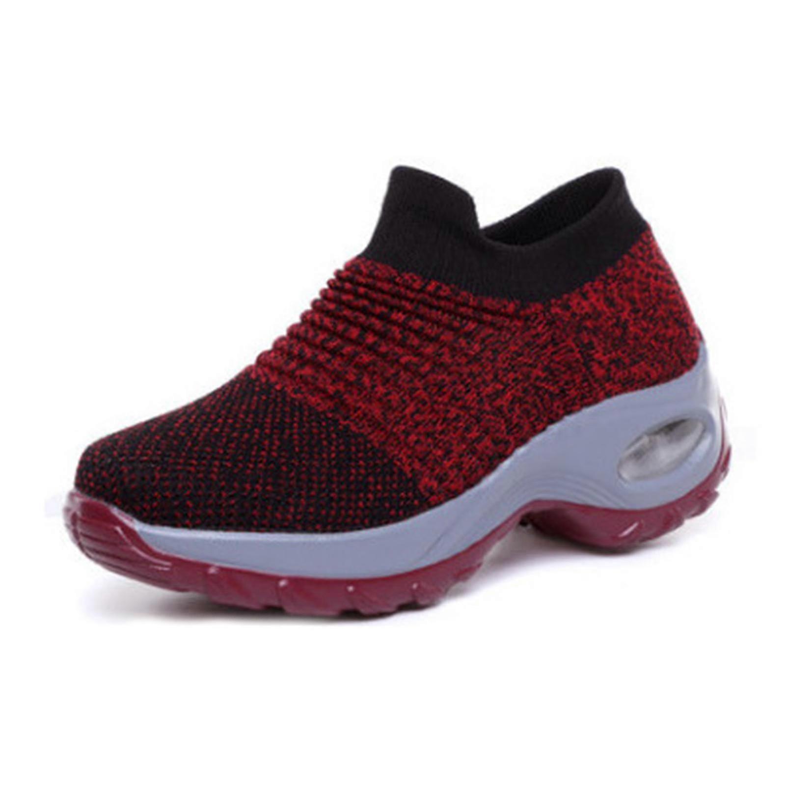 أحذية المشي النسائية وسادة الهواء أحذية رياضية جورب تنفس أحذية منصة العظام لمرضى السكري غير قابلة للانزلاق