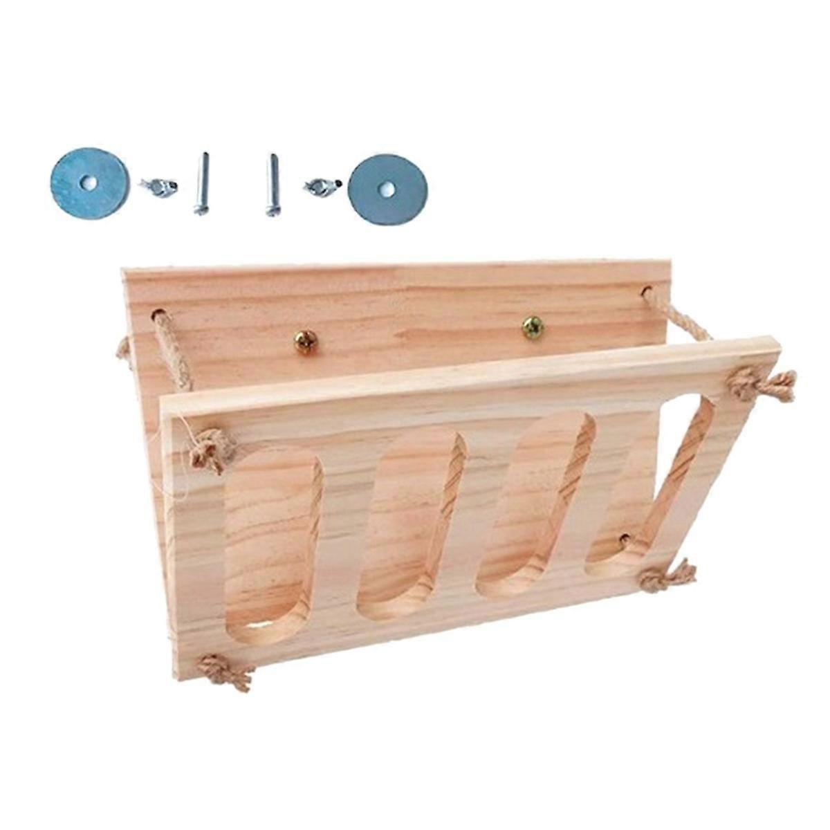 Rabbit Grass Stand Feeding Hay Feeder Wood Bunny Small Pet Cage Food Container Wooden Bowl Rack Folding Straw Trellis