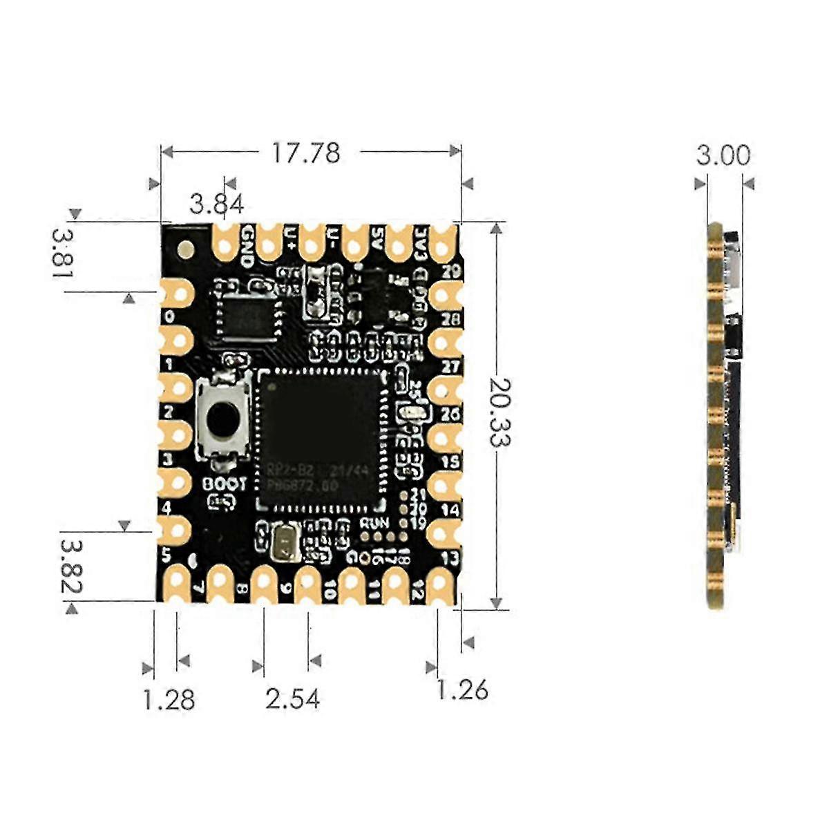 Voor Pico Stamp Hole Development Board Rp2040-core-a Rp2040 Multifunctionele Dual Core Processor, b
