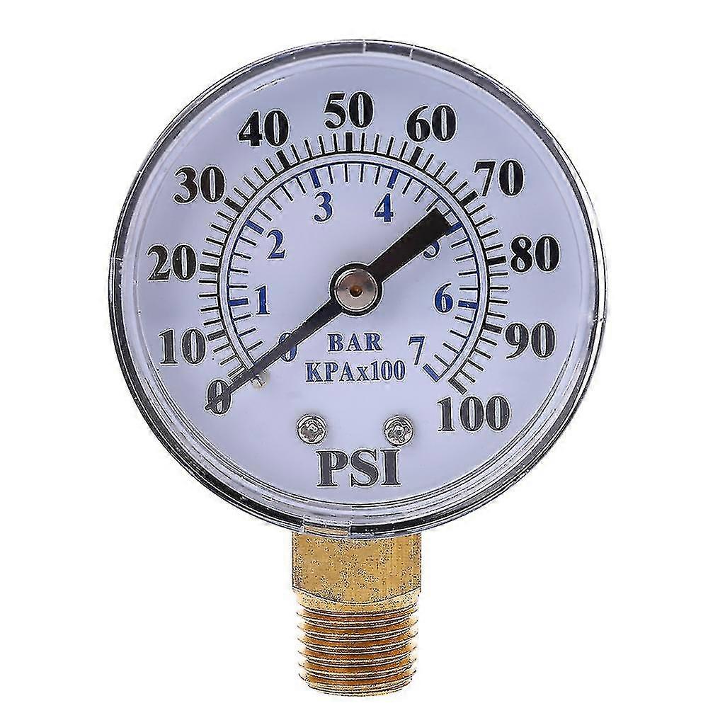 0-100 Psi Pressure Gauge 1/4" Npt 0-7 Bar Sturdy Metal Case Stable Performance