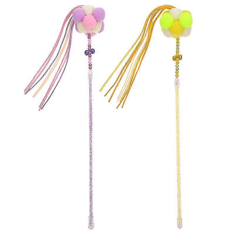 2pcs Cat Playing Rods Cat Interactive Toy Kitten Cat Toy Cat Teaser Stick