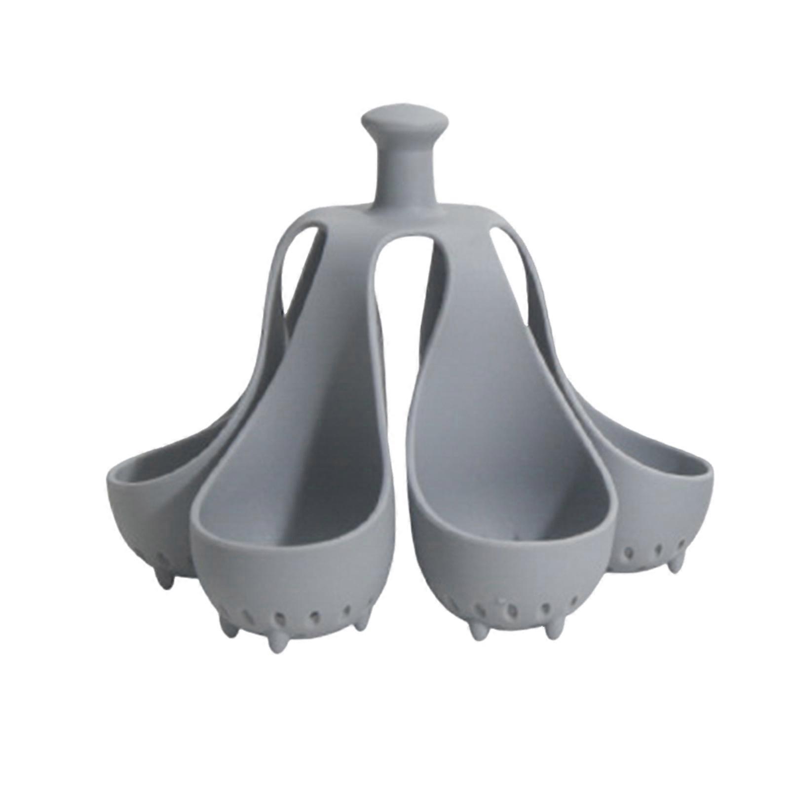 4/6-Holes Silicone Egg Steamer Tray High Temp Resistant Egg Boiler for Fast Cooking Anti-Scald Handle Easy to Clean Egg Holder