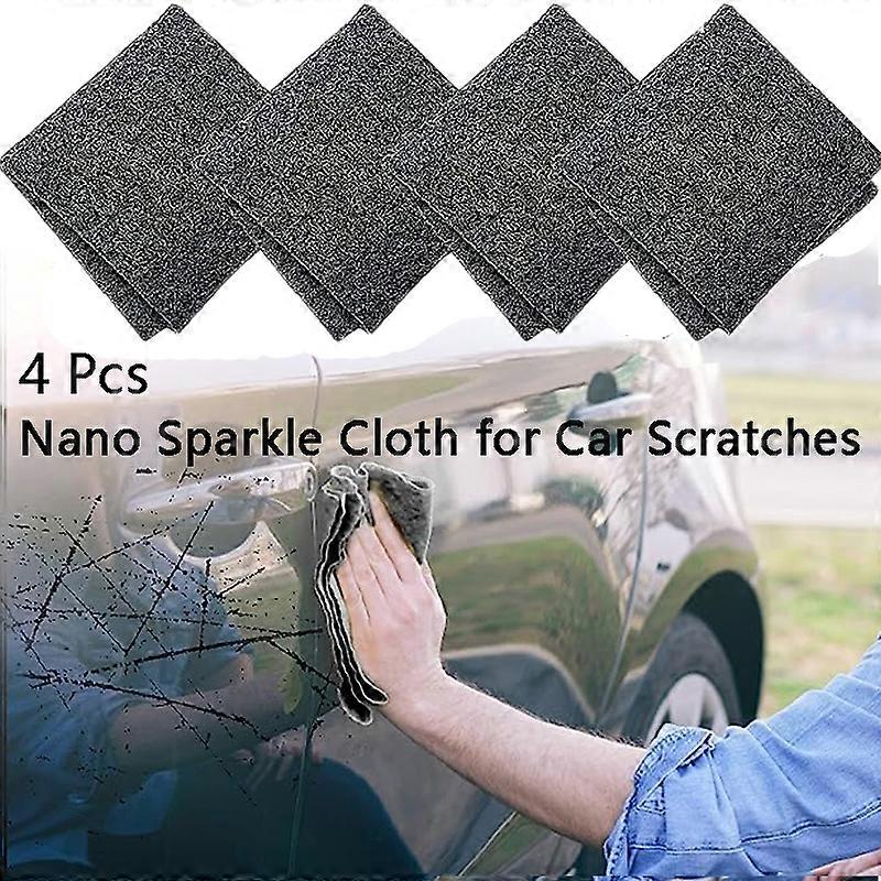 4 PCS Nano Sparkle Cloth for Car Scratches Multifunction Nano Magic Cloth Scratch Remover with Scratch Repair and Water Polishin