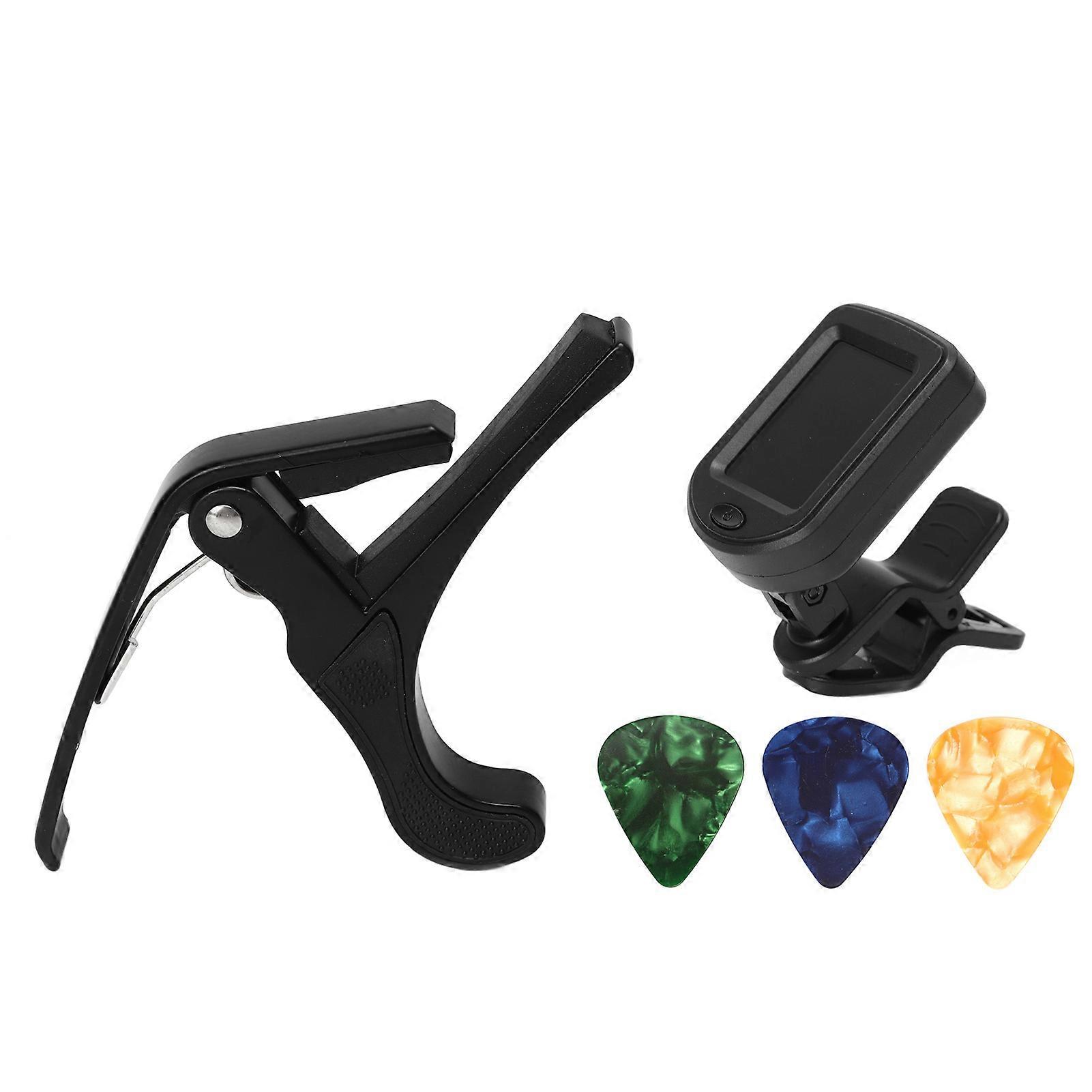 Guitar Capo Pick Tuner Set LED Display Guitar Clear Backlight Reading Accessories Tuner Kit
