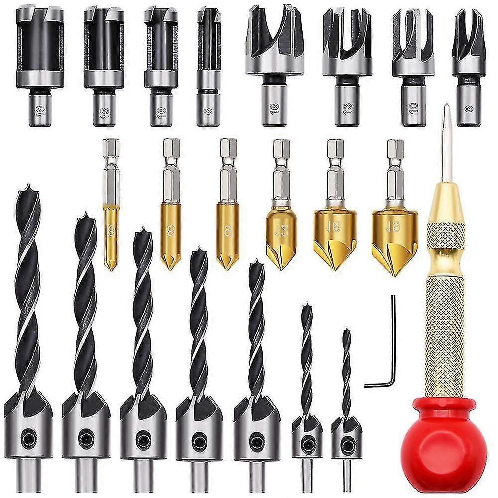 23pcs Woodworking Chamfer Drilling Tool Set, They Can Be Used To Drill Holes In Wood, Particle Board, Fiberboard, Logs
