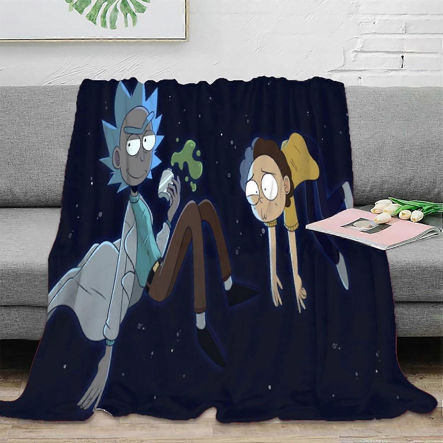 Cobertor de Flanela Rick And Morty com Impressão 3D Cobertor de Pelúcia Aconchegante e Fofo Cobertor de Lã Ultra Macio Grande Cobertor Sobre Cobertores Quentes e Fofos para Sofá Sofá K-213