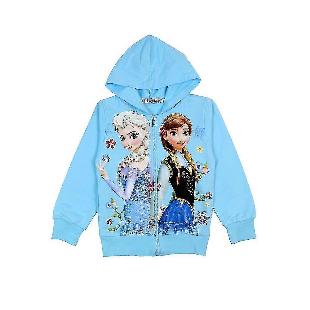 Frozen Elsa Anna Print Long Sleeve Hoodie Jacket Kids Girls Casual Hooded Coat Full Zip Outerwear