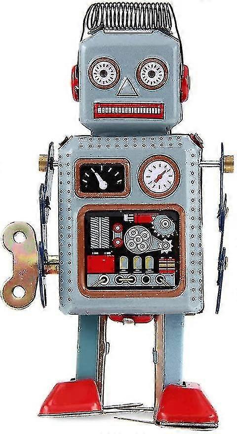 Tin Toy Robot, Funny Vintage Mechanical Robot Toys Clockwork Wind Up Toys Walking Radar Robot Tin Toy With Key Blue