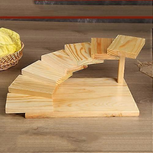 Wood Serving Tray Rotating Steps Meat Plate Sushi Dish