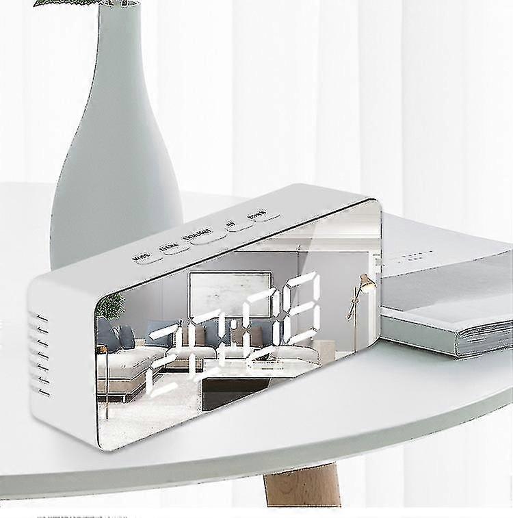 Led Mirror Alarm Clock Digital Snooze Table Clock Wake Up Light Home Decoration Clock