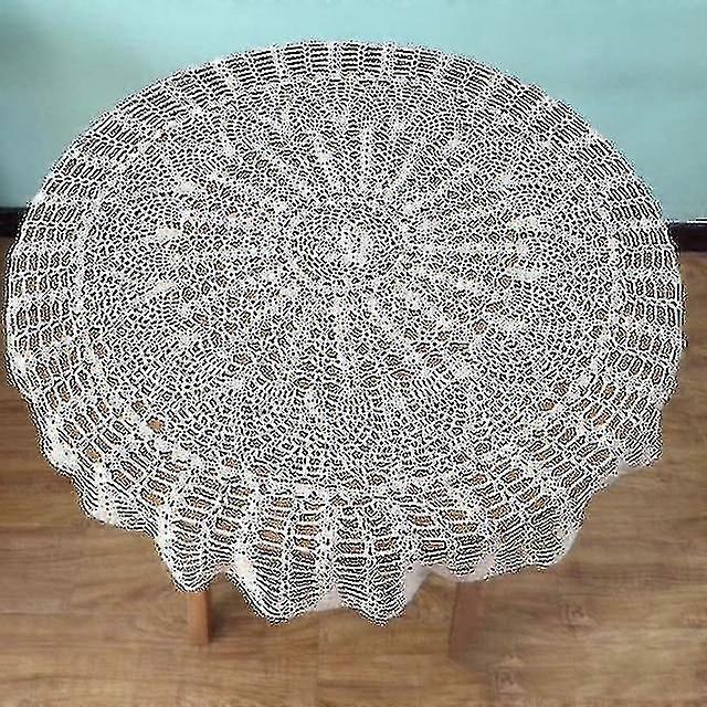 Handmade Crochet Round Tablecloth Placemat Diy (white)1pcs